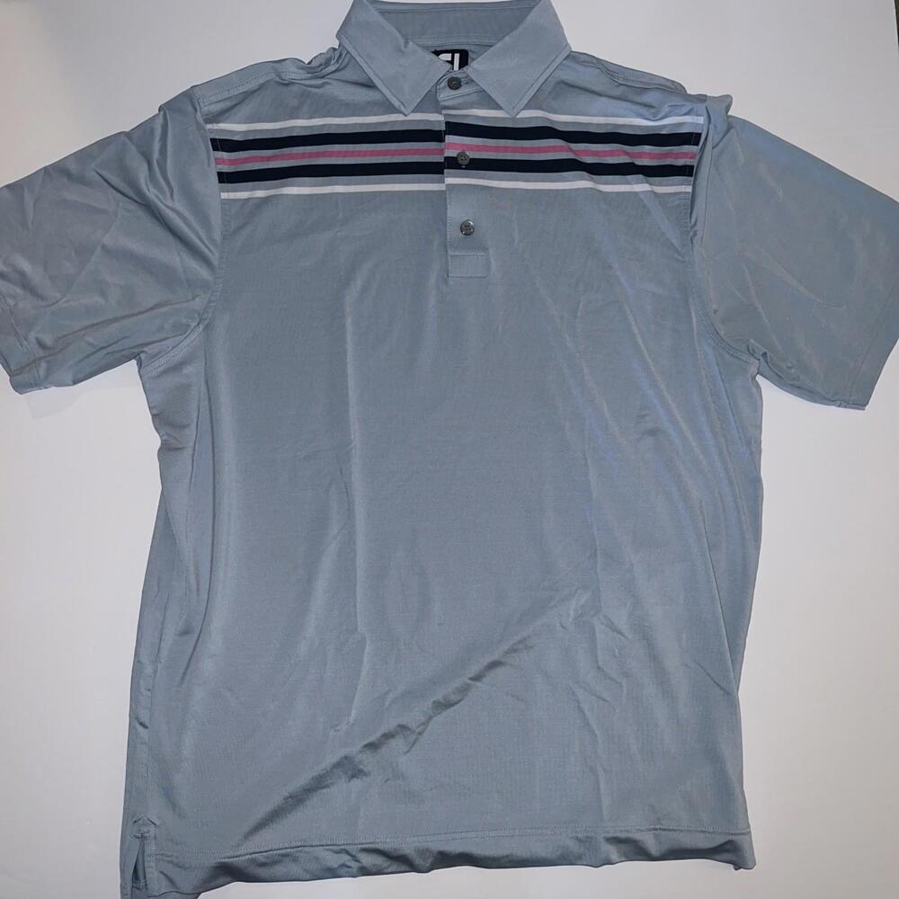 Footjoy‎ Shirt Men Large Gray Short Sleeve Stretch Performance Casual Golf Polo
